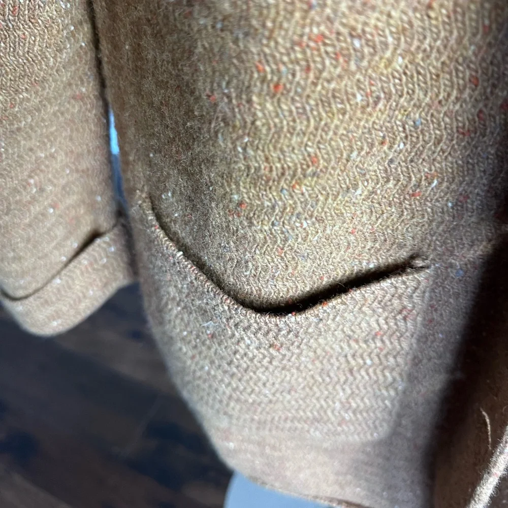 J. Crew Mercantile Blazer Car Coat Lambs Wool Button-Up Cardigan Heather Camel L - Picture 5 of 11